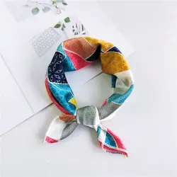 Квадратный шарф Мягкая повязка для волос декоративный Универсальный шарф многоцветная полоса точка печати платок шейные шарфы