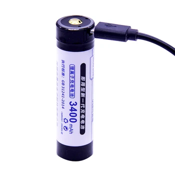 

High Capacity 3.7V 3400mAh Rechargeable Battery USB Charge 18650 Lithium Battery for Glare Flashlight Rechargeable Bateria