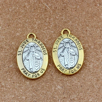 

2Pcs/lot ST JUDE THADDEUS pray for us Alloy charm Pendants Fashion DIY Jewelry 29.5x47.5mm A-550