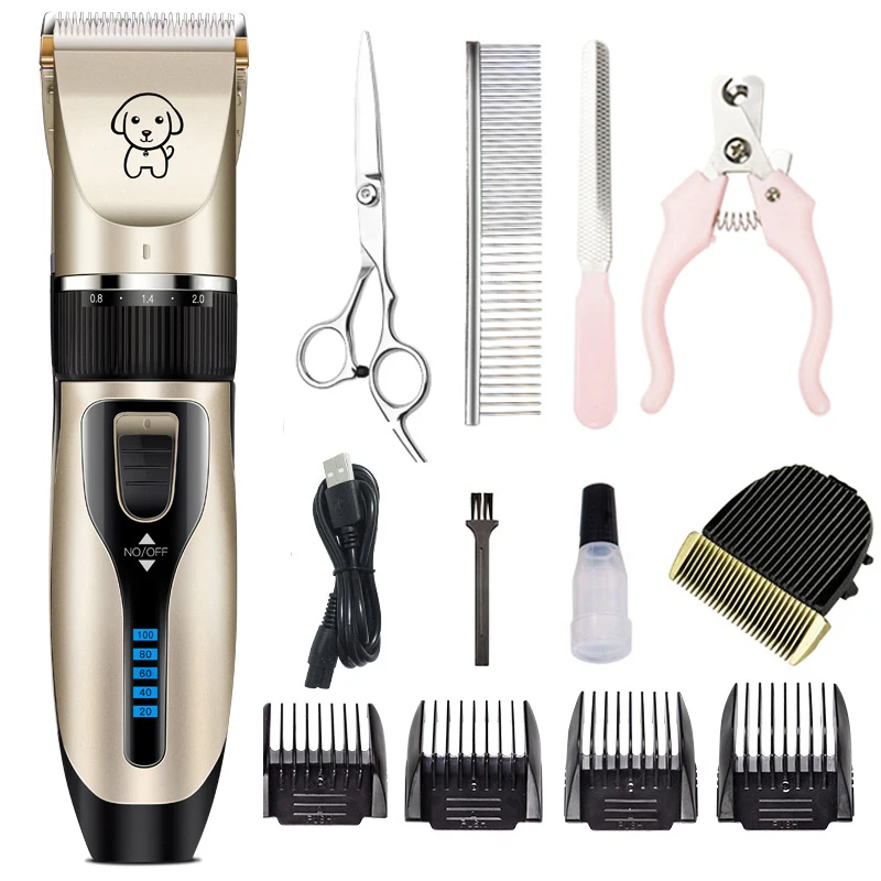 Recortadora de pelo para perros y mascotas, cortadora de cabello para animales, profesional, para gatos, bajo nivel de ruido, máquina de afeitar, pantalla de batería