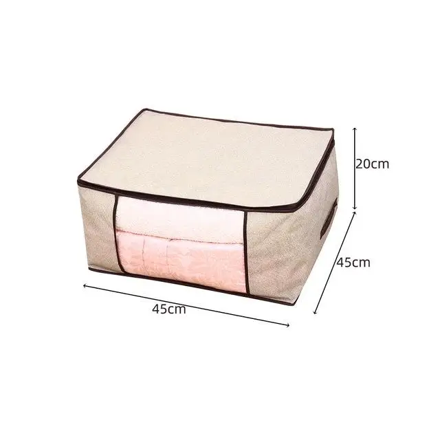 Нетканый тканевый складной ящик для хранения грязной одежды для сбора чехол на молнии для игрушек стеганая коробка для хранения прозрачный оконный Органайзер - Цвет: 45x45x20cm Beige