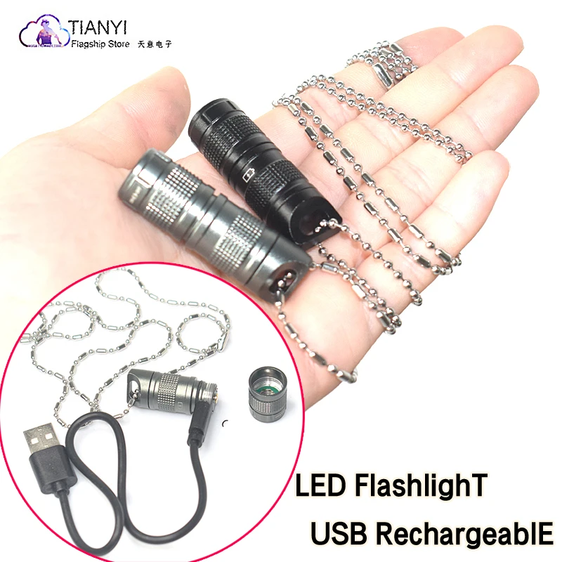 

Super Small Lantern Pocket Mini LED Flashlight White Light Keychain Torch By 10180 Battery USB Rechargeable Portable Waterproof