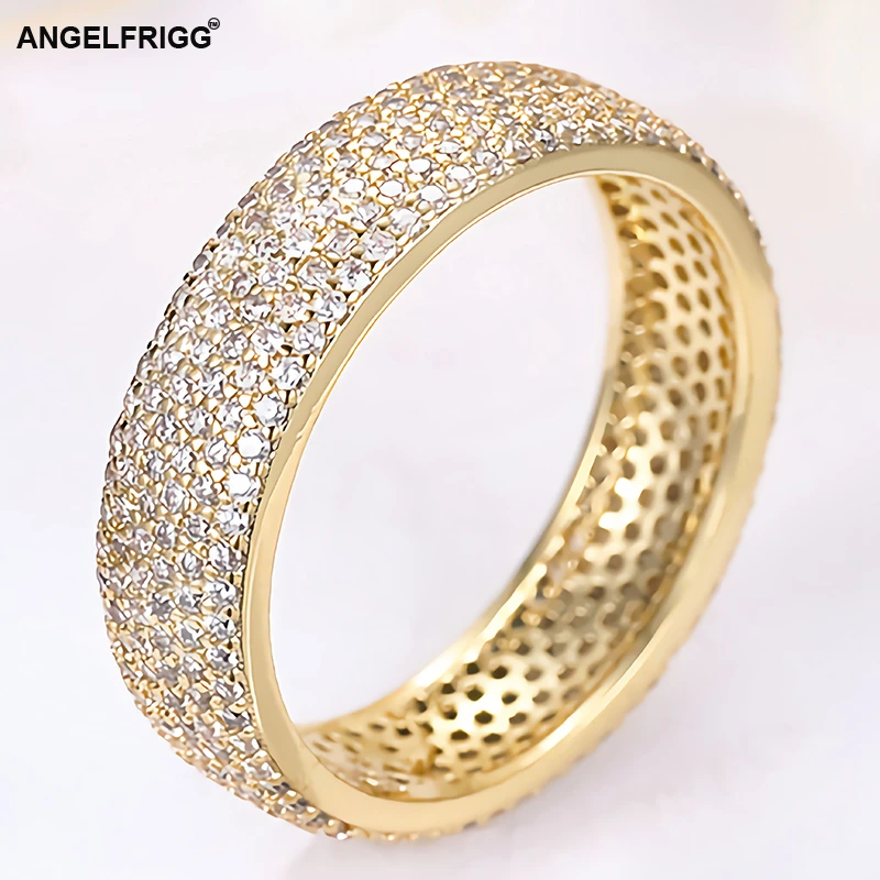 Женские обручальные кольца ANGELFRIGG золотого цвета с фианитом AAA и для выпускного