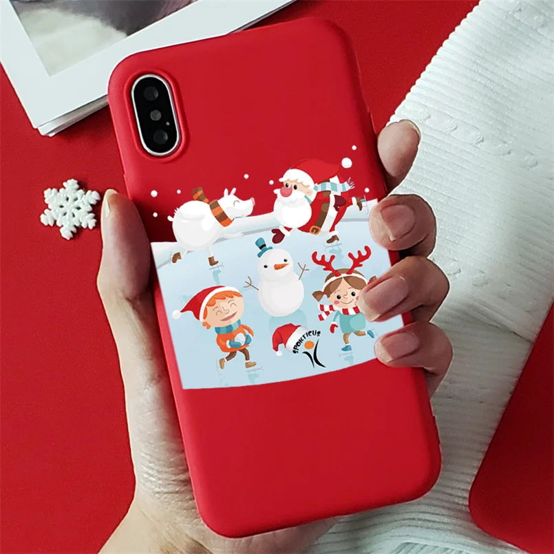 sd5wulbw Красный матовый Рождественский Мягкий ТПУ чехол s для iPhone 7 8 6 6S Plus 10 11 Pro XS Max X XR XS чехол для iPhone 7 Plus чехол для телефона - Цвет: sd5wulbw