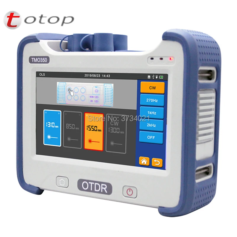 TMO350 OTDR оптический рефлектометр 1310 и 1550 нм встроенный VFL OPM OLS красный светильник с FC SC ST подключения, 33 35 дБ