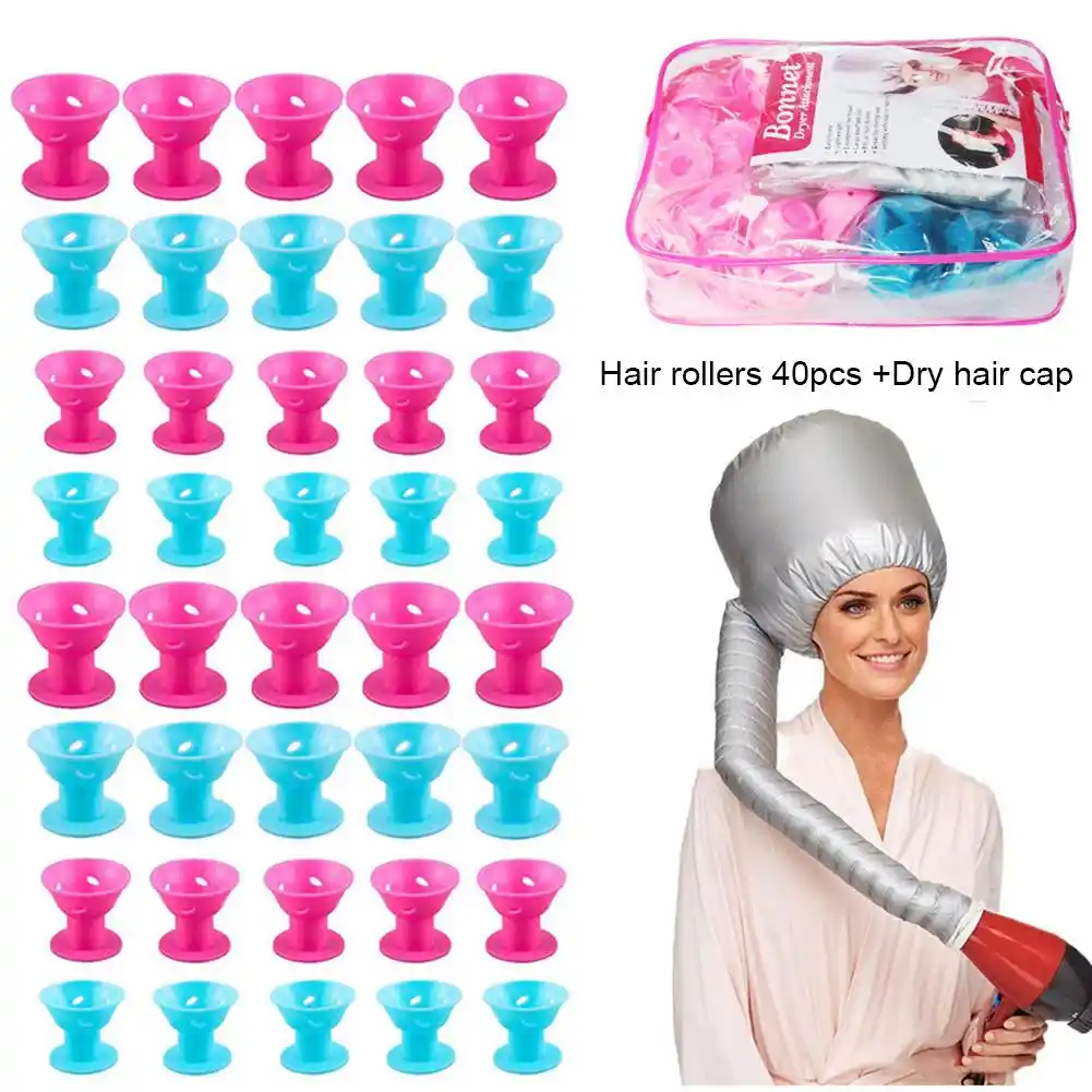 Для выведения токсинов 40 шт бигуди силиконовый голубые и розовые волосы комплект