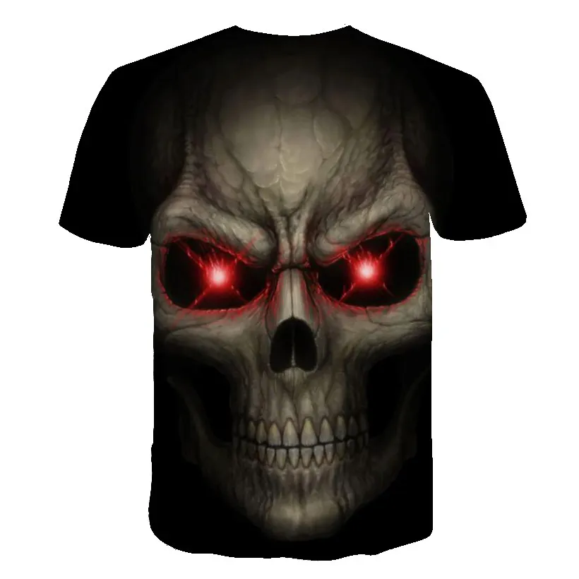 New Skull T Shirt Men Women 3D Print Fire Skull T-shirt Short Sleeve Hip-Hop Tees Summer Tops Cool t shirt Halloween Shirt