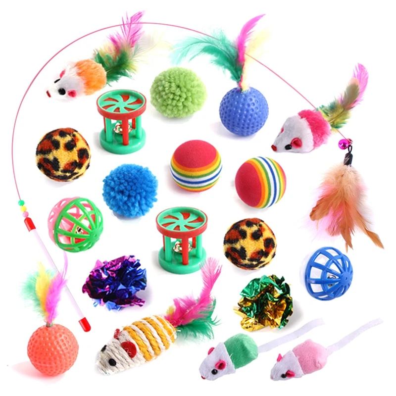 

Legendog 20PCS Kitten Toys Variety Pack-Pet Cat Toy Combination Set Cat Toy Funny Cat Stick Sisal Mouse Bell Ball Cat Supplies