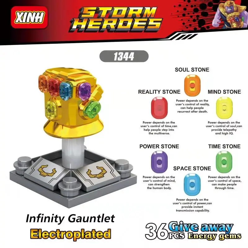 

Single Sale LegoINGlys Super Heroes Avengers Infinity Gauntlet 36Pcs Power Stones Bricks Building Blocks Toys Baby Gifts XH1344