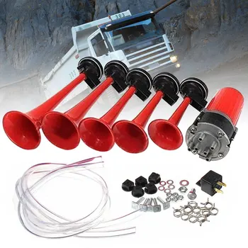 

Air Horn 5Pcs Trumpets Musical Horn Kit 125dB Compressor Mounting Hardware