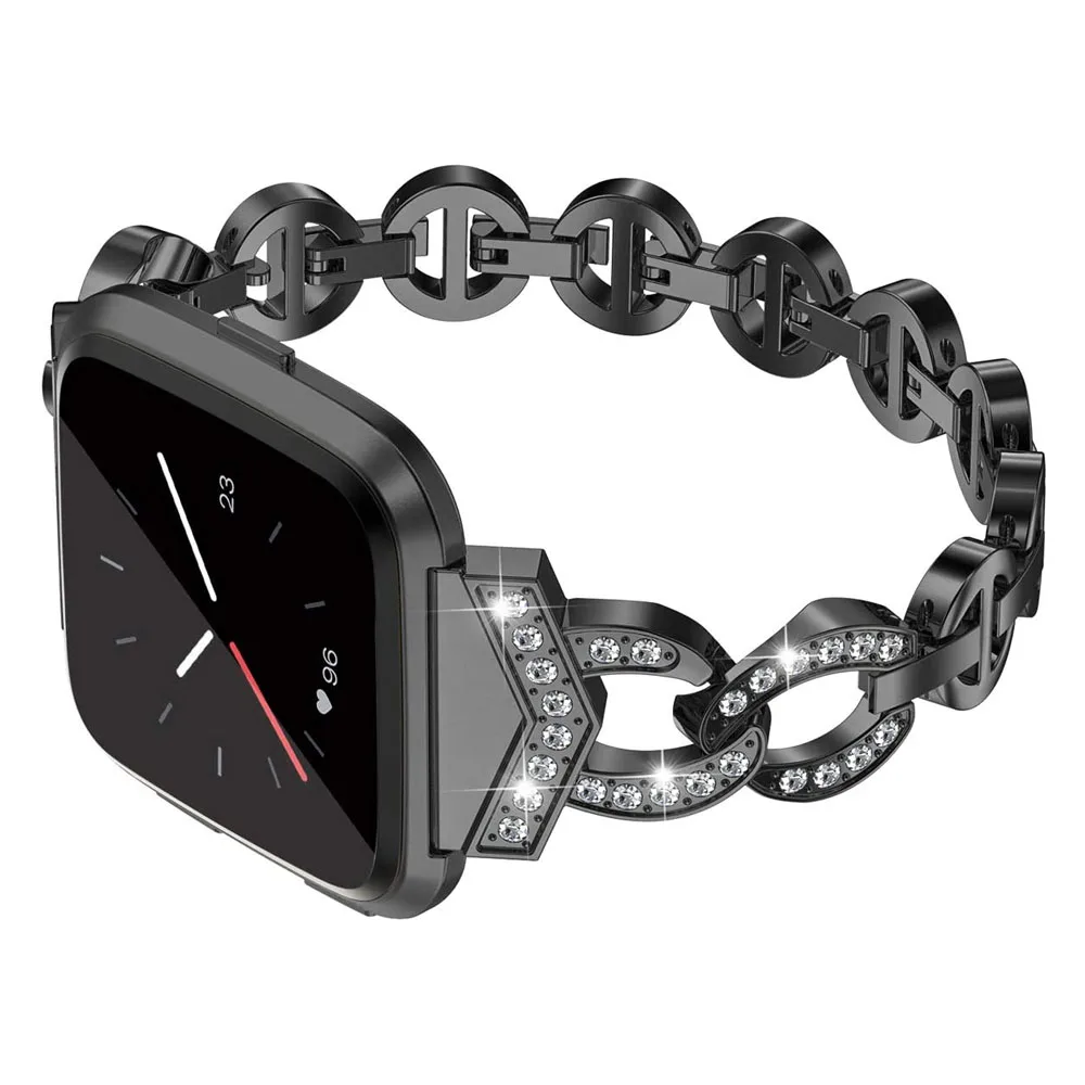 Браслет металлический для Fitbit Versa Lite браслет-цепочка из нержавеющей стали черный