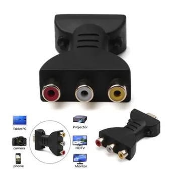 

Digital signal AV 1080p HDMI to VGA adapter male to 3 RCA Audio video cable RGB color difference component connector