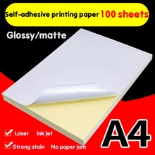 100pcs A4 White Inkjet Laser Printer Paper Craft Copier Sticker Label Sticker Glossy Matte Paper Thicker Printable Stickers