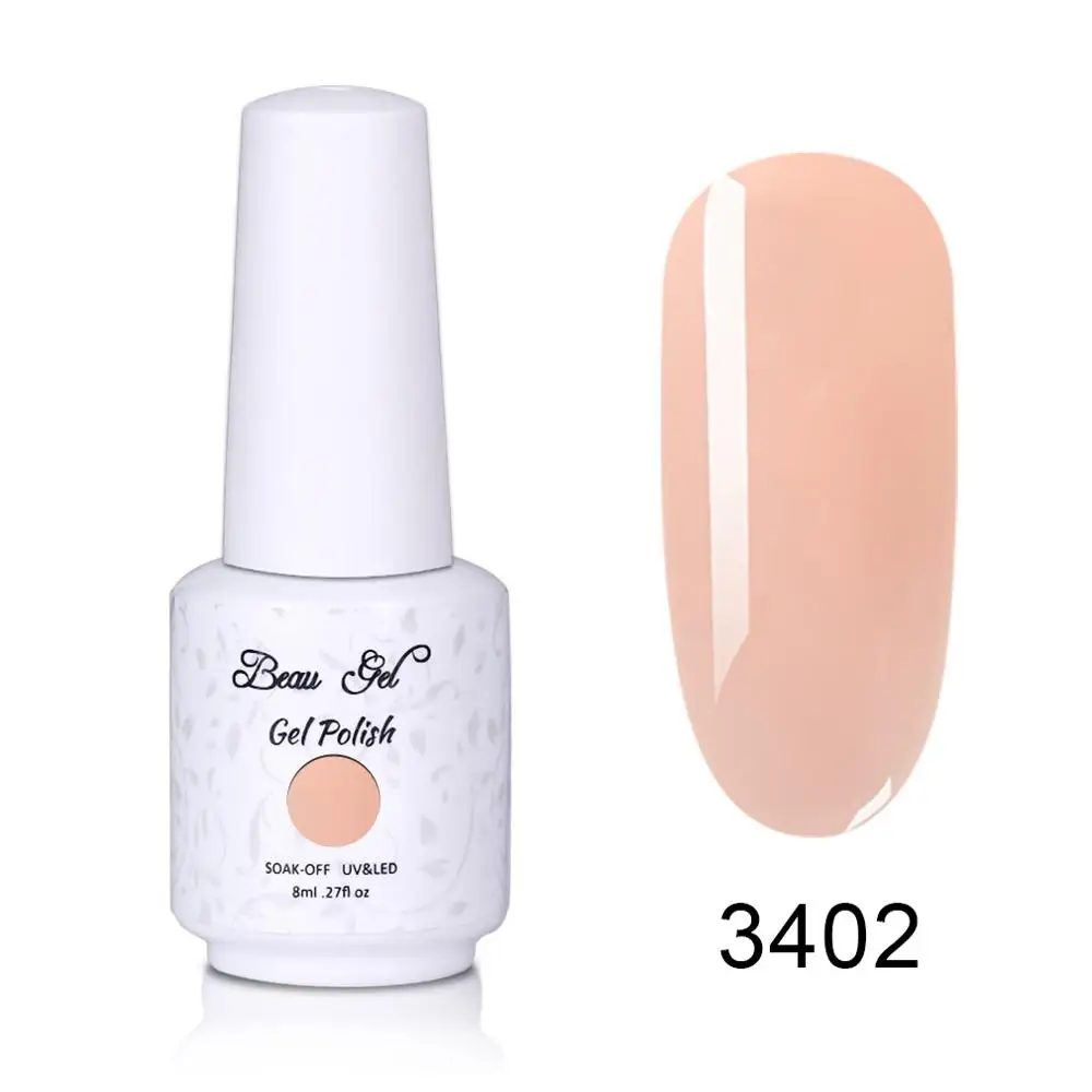 Beau Gel 8ml Nude Color UV Gel Nail Polish Soak Off Vernis Semi Permanent Hybrid Varnish Gellak Enamel Lacquer Jelly Gel Polish - Цвет: 3402