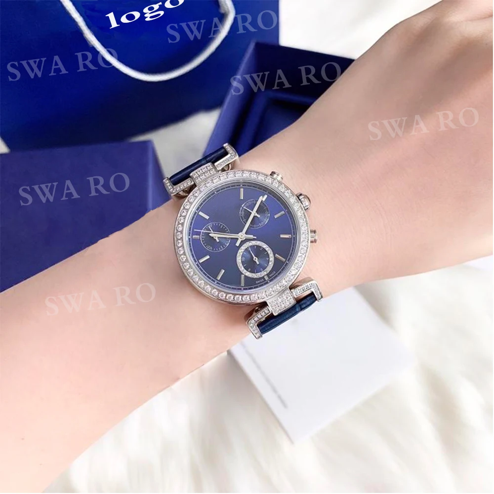 

SWA 2019 Fashion Unique New ERA JOURNEY Watch Blue Crocodile Leather Strap Stainless Steel Crystal Case Female Timing Watch
