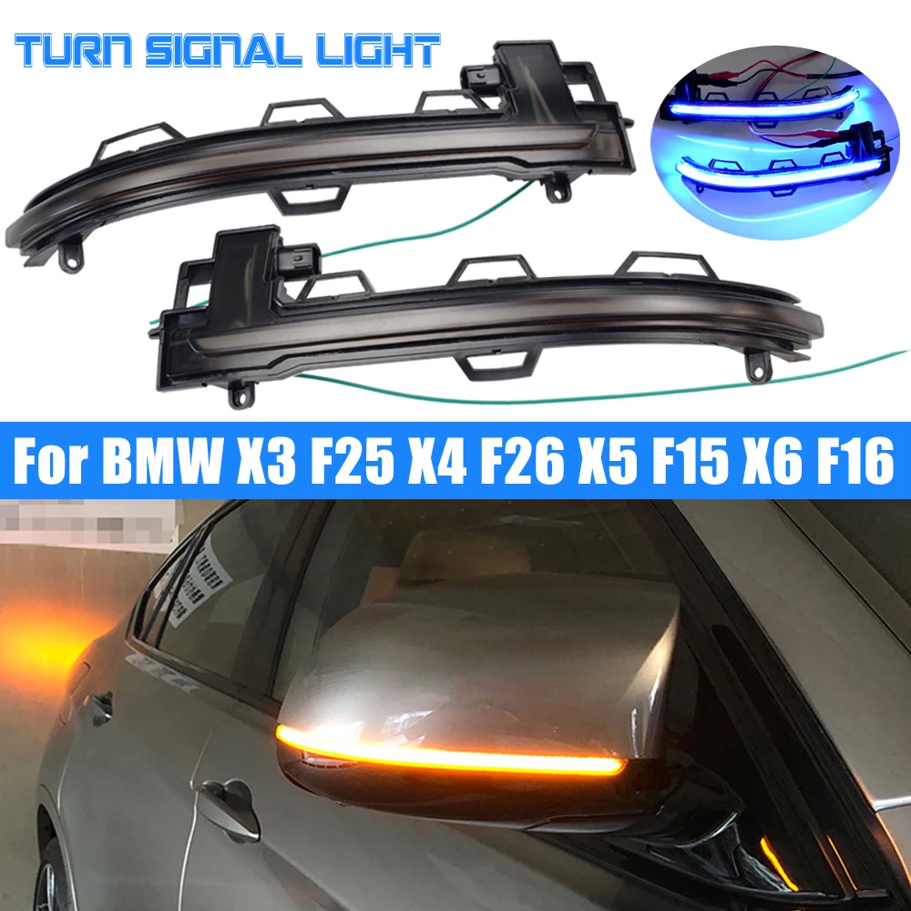 

Side Rearview Mirror Repeater Light For BMW X3 F25 X4 F26 X5 F15 X6 F16 2014-2018 Blinker Bicolor LED Dynamic Turn Signal