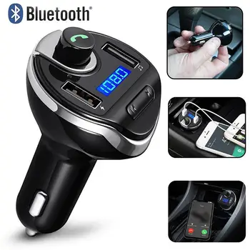 

HiMISS USB Car Charger FM Transmitter Wireless Radio Hands-free Phone Call Adapter Bluetooth Car Kit for Xiaomi Samsung