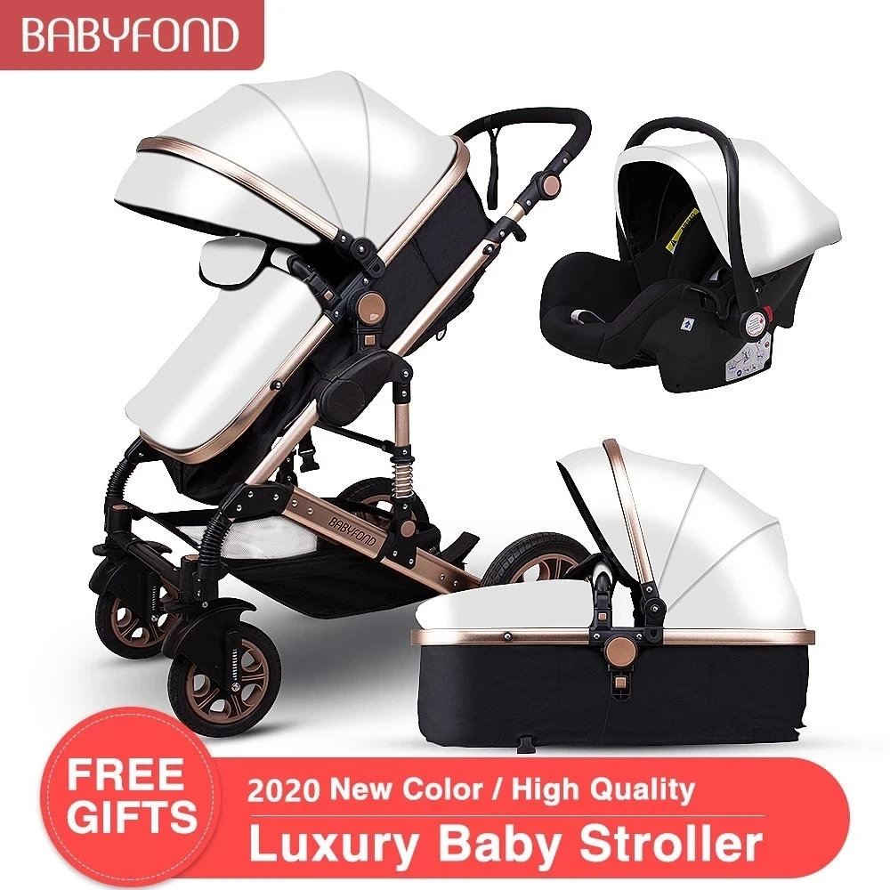 Babyfond Детские коляски 3 в 1 с высоким обзором Коляска Подушка из искусственной кожи