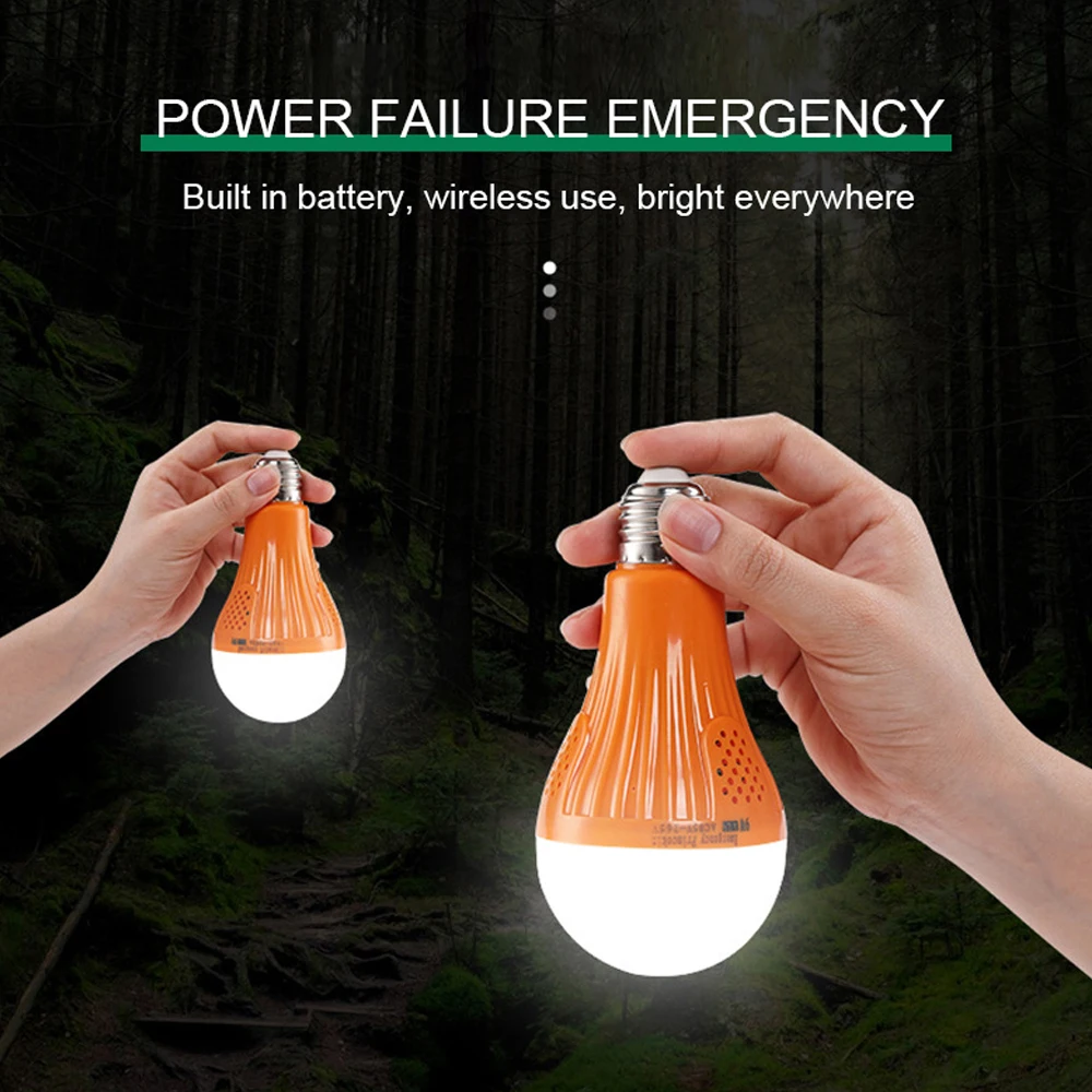 E27 LED Emergency Light 9W 12W 15W Night Market Lamp Intelligent Charging Emergency Light Bulb Rechargeable Battery Lighting 7