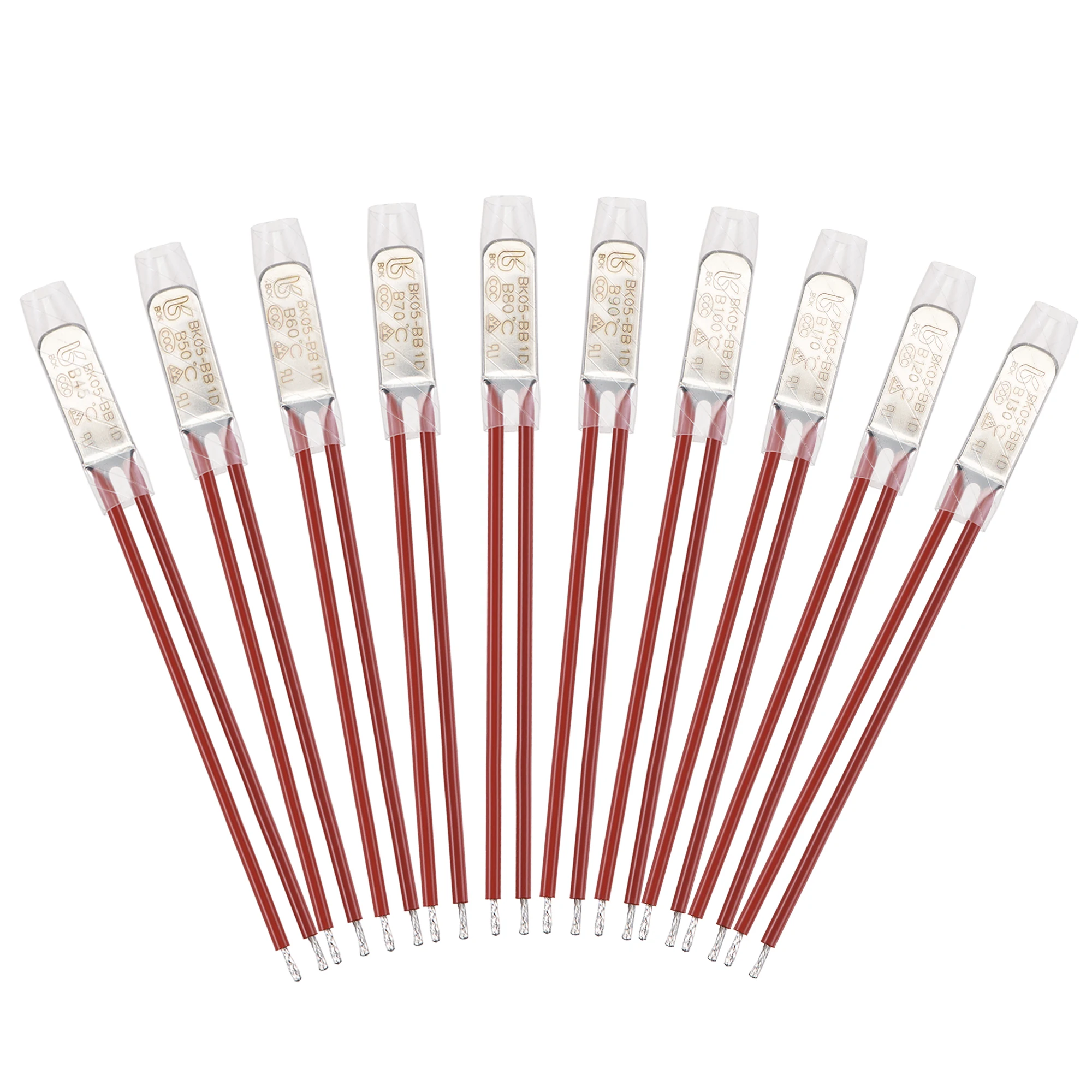 

Uxcell 10 Pcs KSD9700 Thermostat, Normally Close 45-130°C(113-266°F) N.C 10A Temperature Control Switch Assortment Kit