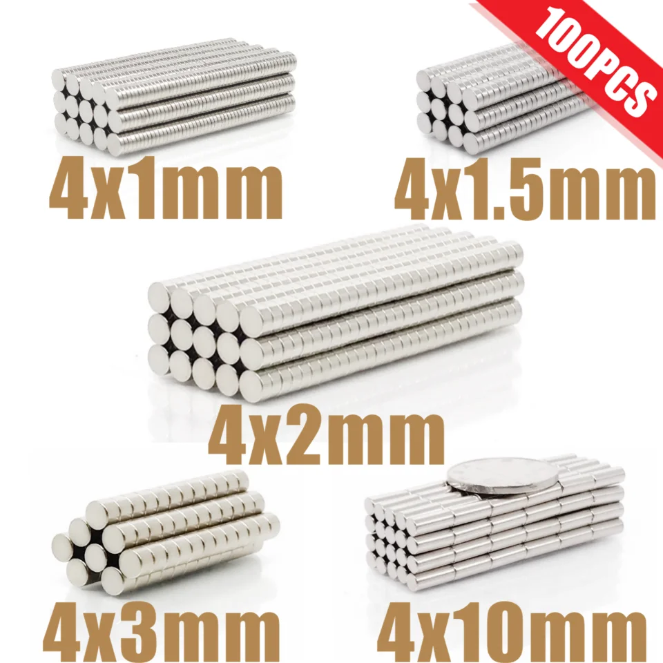 Neodymium Magnets 100Pcs Mini N35 Round 4x1 4x1.5 4x2 4x3 4x10mm