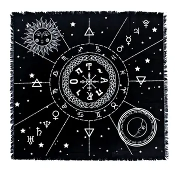 

Cotton 12 Constellations Tarot Tablecloth Oracle Altar Cloth Sun Moon Astrology Tarot Divination Card Pad 60*60cm