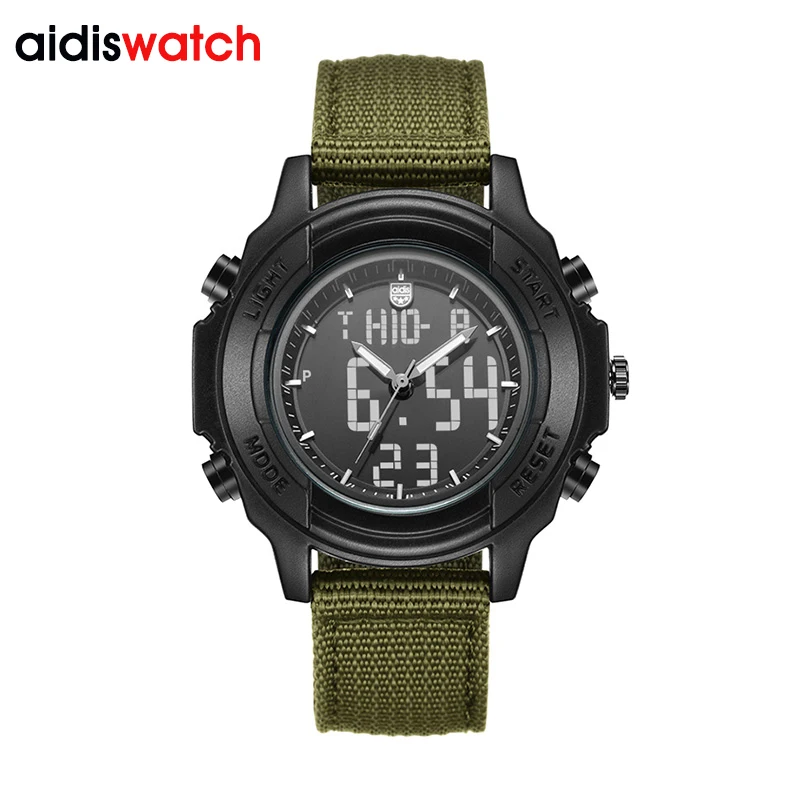 

ADDIES Luxury Top Brand Quartz Men Watches Canvas Fabric Belt Strap Military Digital Watch Outdoor Luminous LED Wristwatch