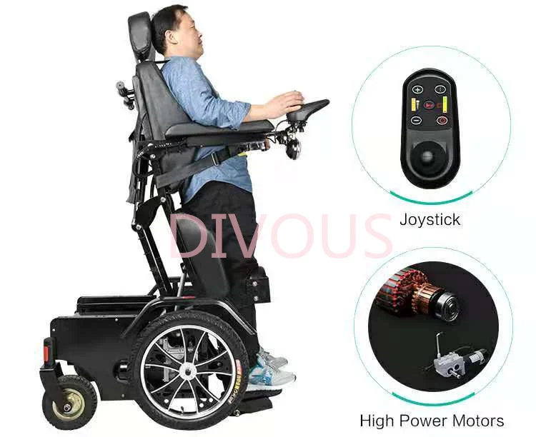 Fashion luxury can stand up and down, recline, leg lift disabled electric power standing wheelchair