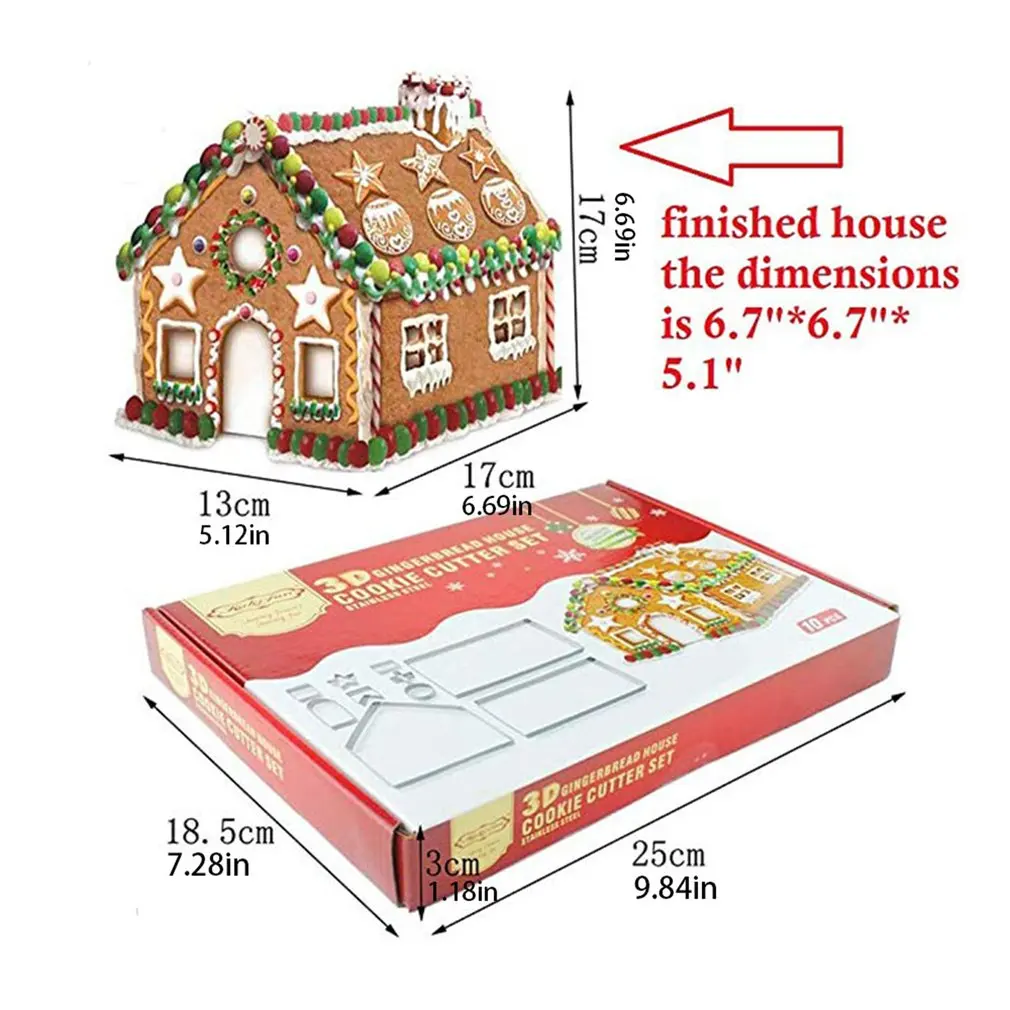3D пряничный домик набор резаков для печенья 10 ШТ формочки для печенья праздничное печенье для детей Рождественская вечеринка Trituradora