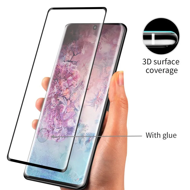 

2PCS 3D Full Cover Tempered Glass Screen Protector for Samsung Galaxy Note 10 Work with Fingerprint Get Free for Camera Film