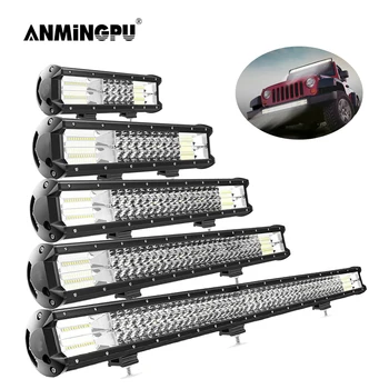 

ANMINGPU 3-Row Combo Beam LED Light Bar Offroad 15" 20" 24" 26" 30inch 12V 24V LED Bar Work Light for Truck 4x4 Jeep Car ATV SUV