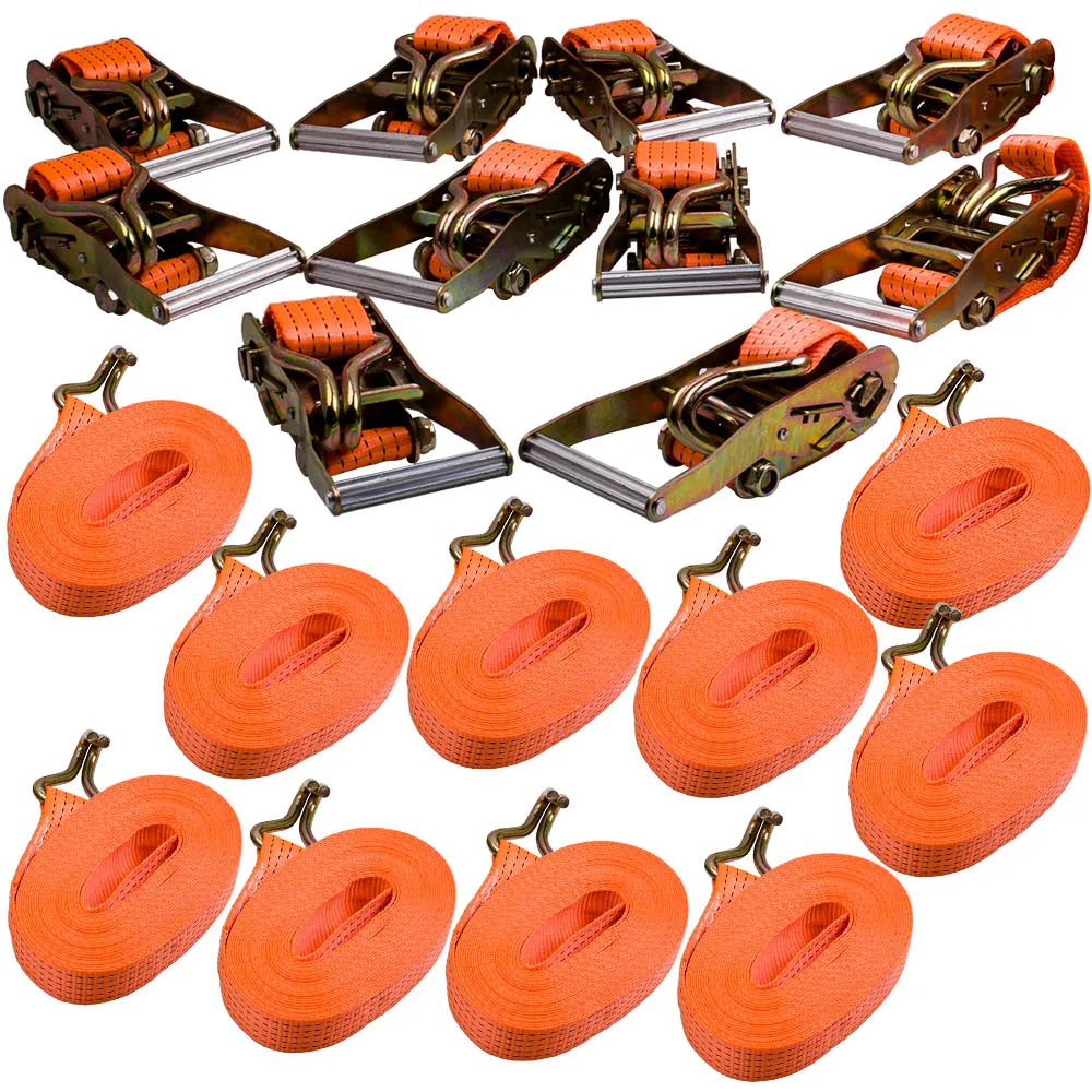 10pc/set 10m x 5 Ton Car Recovery Ratchet Alloy Wheel Straps Trailer Tie Down | Автомобили и мотоциклы
