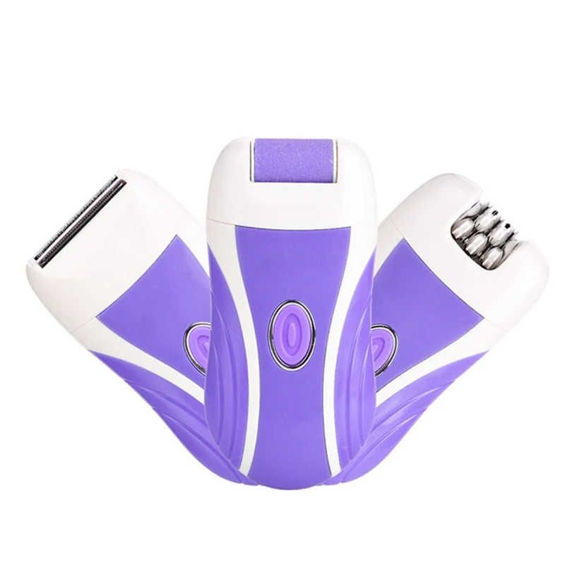 3 in 1 Rechargeable Lady Epilator Women Electric Trimmer Hair Removal Depilador Shaver Razor Callus Dead Skin Remover Foot Care