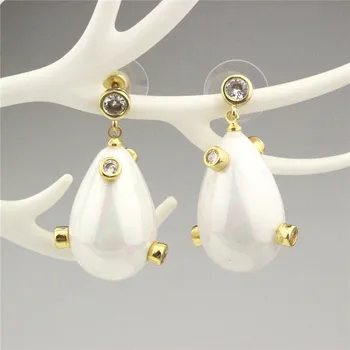 

5pair/lot Fashion earring, white color shell pearl pendant component,handmade shell pearl earring jewelry