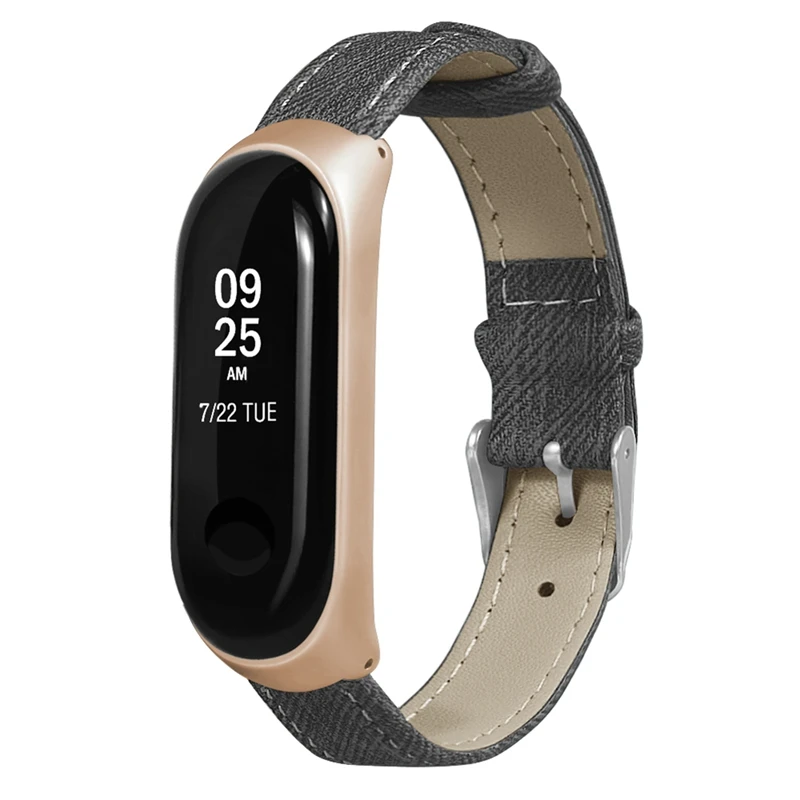 Watch Band for Xiaomi Mi Band 4 3 canvas Strap Leather Wrist Compatible Strap for Mi Band 4 Accessories Bracelet Miband 3 Strap