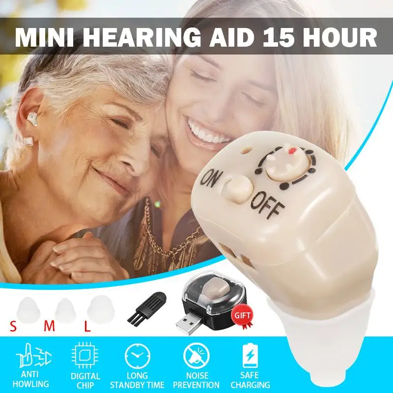 

Rechargeable Hearing Aid for The Elderly Hearing Loss Sound Amplifier Ear Care Tools EU/US Adjustable Hearing Aids