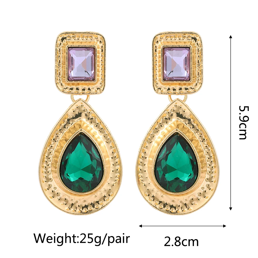 Ztech New Green Series Set Earrings Designer Jewelry Crystal Tassel Za Accessories Handmake Statement Bijoux Pendientes Brincos