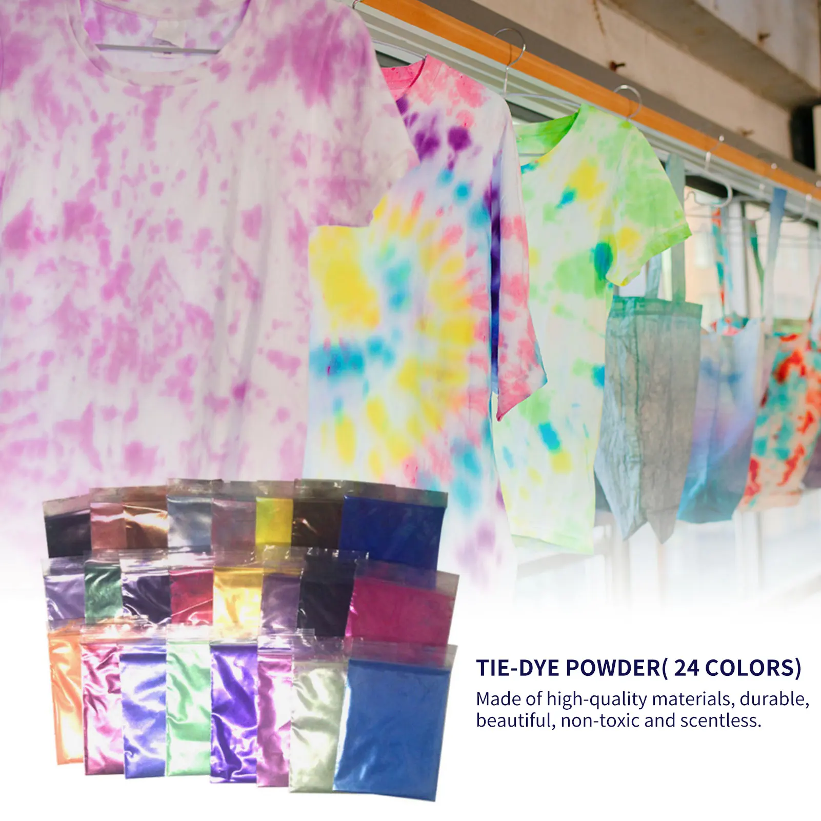 Kit de tintes para ropa, pigmento en polvo para ropa de pintura para teñir, pigmento agradable - Hogar jardín
