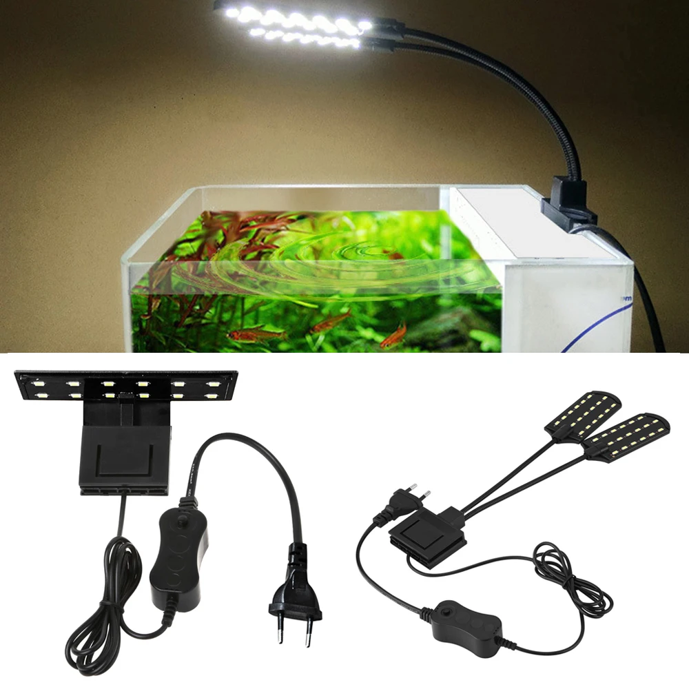 15 Вт аквариумный светодиодный светильник ing EU Plug-in AC220V светодиодный светильник для аквариума с зажимом и двойной головкой, светильник для растений, белый светильник, цветной светильник ing