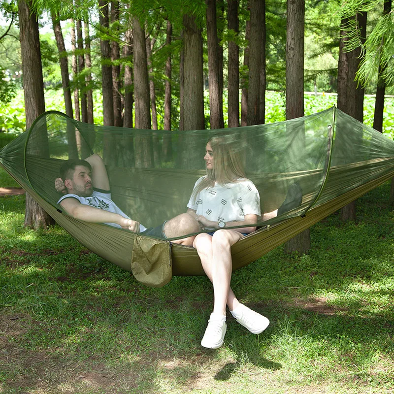 Camping Hammock with Automatic Pop-up Mosquito Net,Portable Oversized Double Hammock Swing Patio Furniture for Travel,Hiking