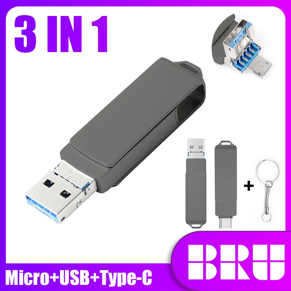 BRU OTG USB Flash Drive Type C Pen 256GB 128GB 64GB 32GB 16GB 3.0 memory card Pendrive for Type-C | Компьютеры и офис