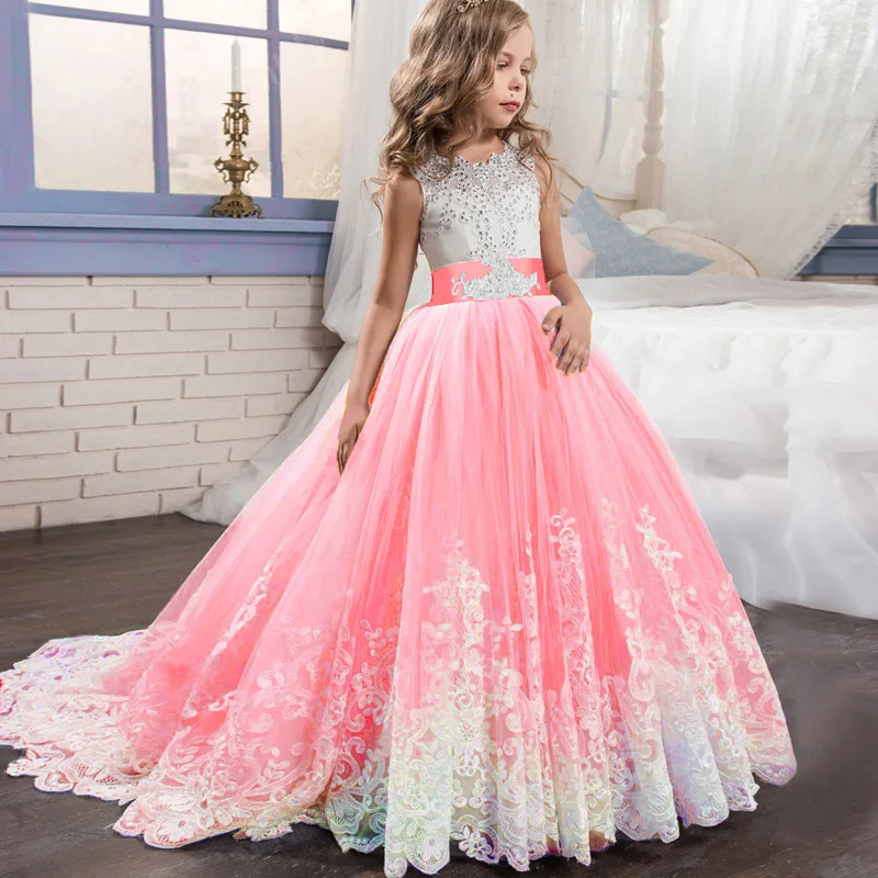

Girls Elegant Princess Dress 4 TO14 Years Girls Wedding Dresses For Girls Birthday Party Evening Dress Children clothing Vestido