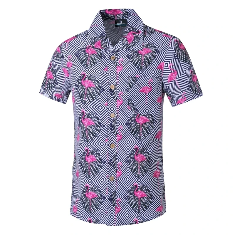 Tailor Pal Love Summer Men Hawaiian Shirt Short Sleeve Printed Beach suitable for Vacation casual sports wading wearable