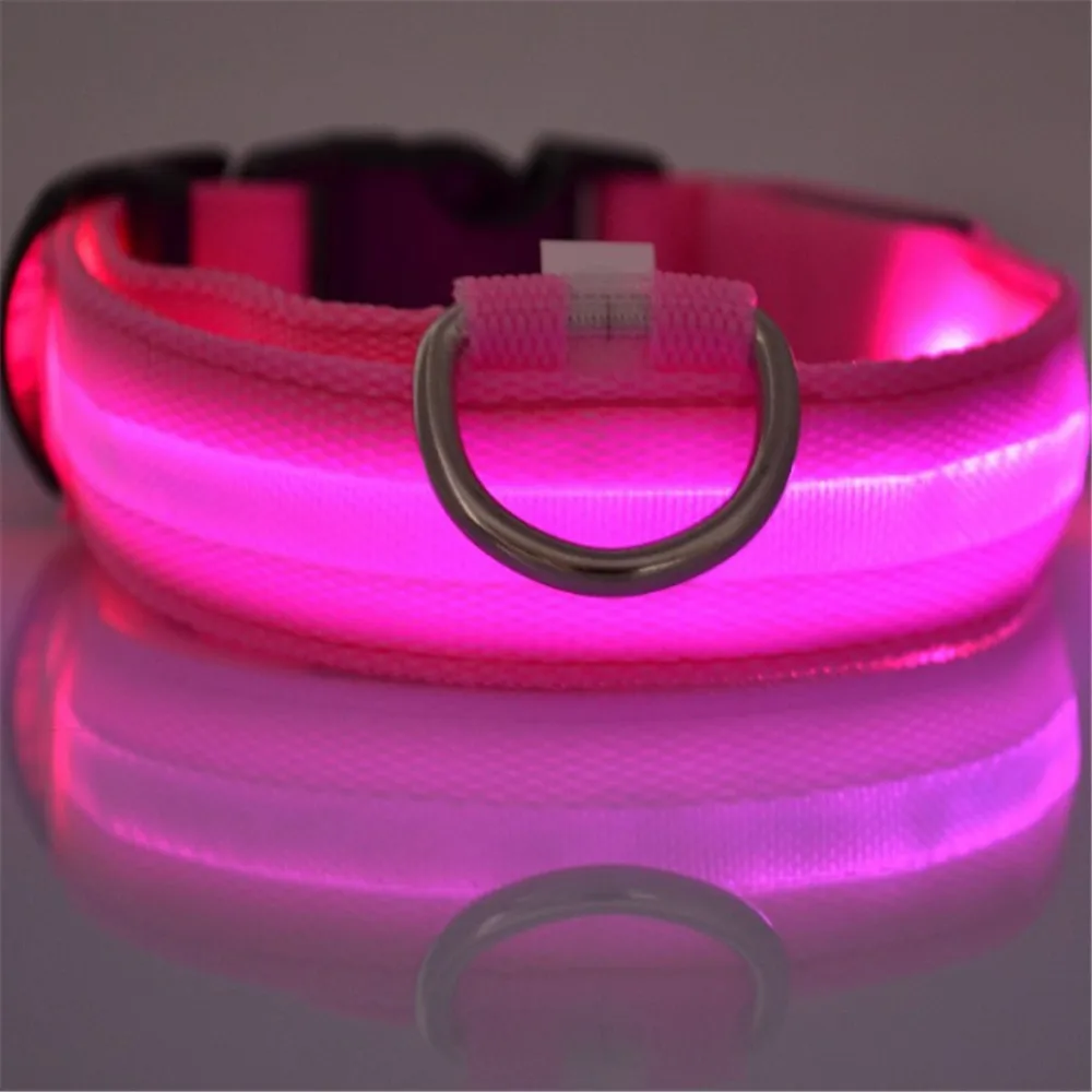 pink Высококачественный нейлоновый ошейник для собак Светодиодный светильник s ночной безопасный светильник товары для животных светодиодный ошейник для собак аксессуары для ошейника питомца светодиодный ошейник для щенков - Цвет: pink