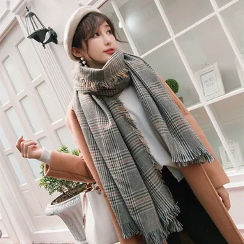 

Plaid scarf widened shawl dual-purpose autumn and winter scarf women's wild imitation cashmere