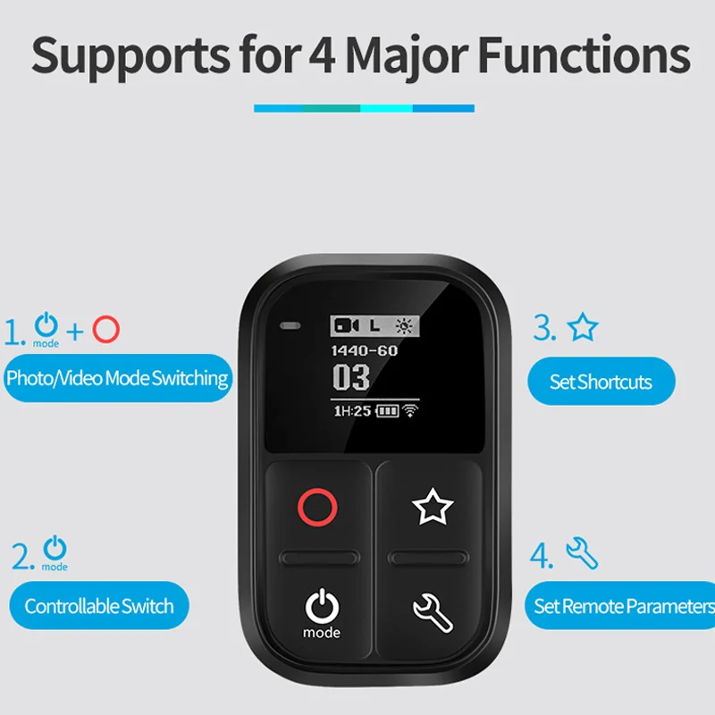 2019 New Waterproof WIFI Smart Remote Control For Gopro Hero 8 7 6 5 Black 4 3 3+ Session Camera Accessories