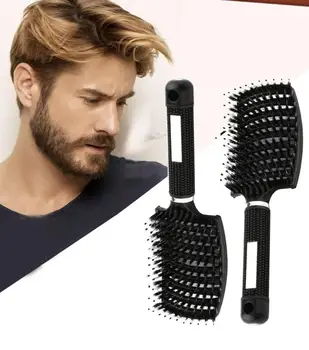 

Large Curved Comb Ribs Comb Nine Rows Comb Shape Curly Plastic Smooth Hair Comb Pig Bristle Anti-static Bending Massage Comb