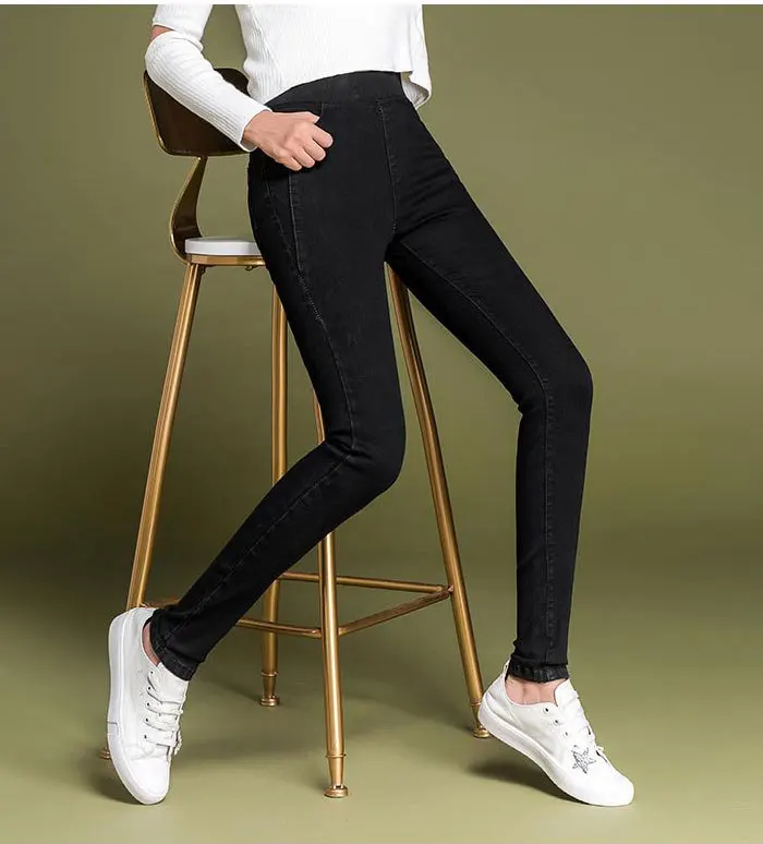 Skinny Jeans Woman Large Size Women Jeans Autumn Winter Stretch Jeans Push Up Jean Femme Big Plus Size 38 Black Gray