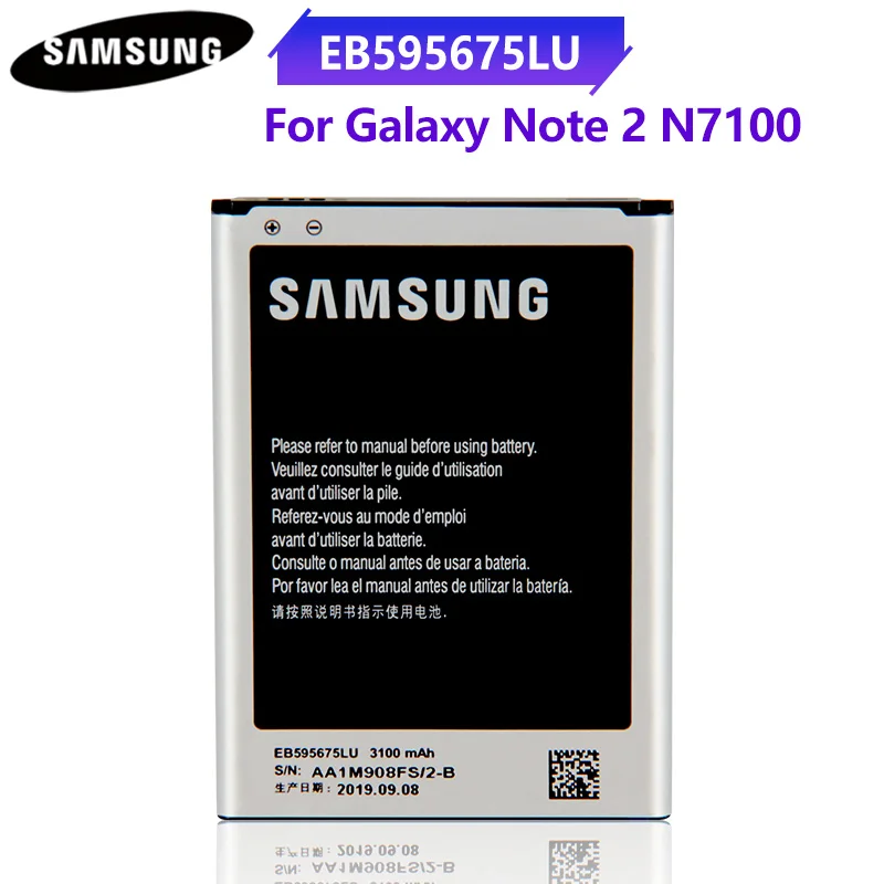 Оригинальный аккумулятор EB595675LU для Samsung Galaxy Note 2 N7100 N7102 N719 N7108 N7108D NOTE2 3100 мАч |
