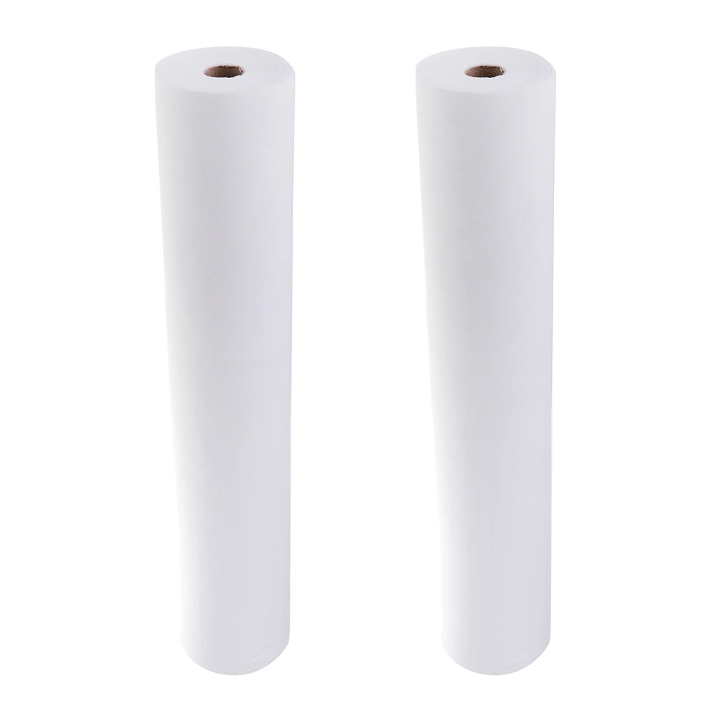 2 Roll 100 Sheets Non-Woven Headrest Paper Roll Spa Salon Massage Bed Table Cover Tattoo Supply- 50x70cm, White